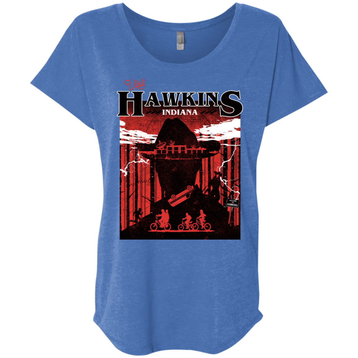 T-Shirts Vintage Royal / X-Small Visit Hawkins Triblend Dolman Sleeve