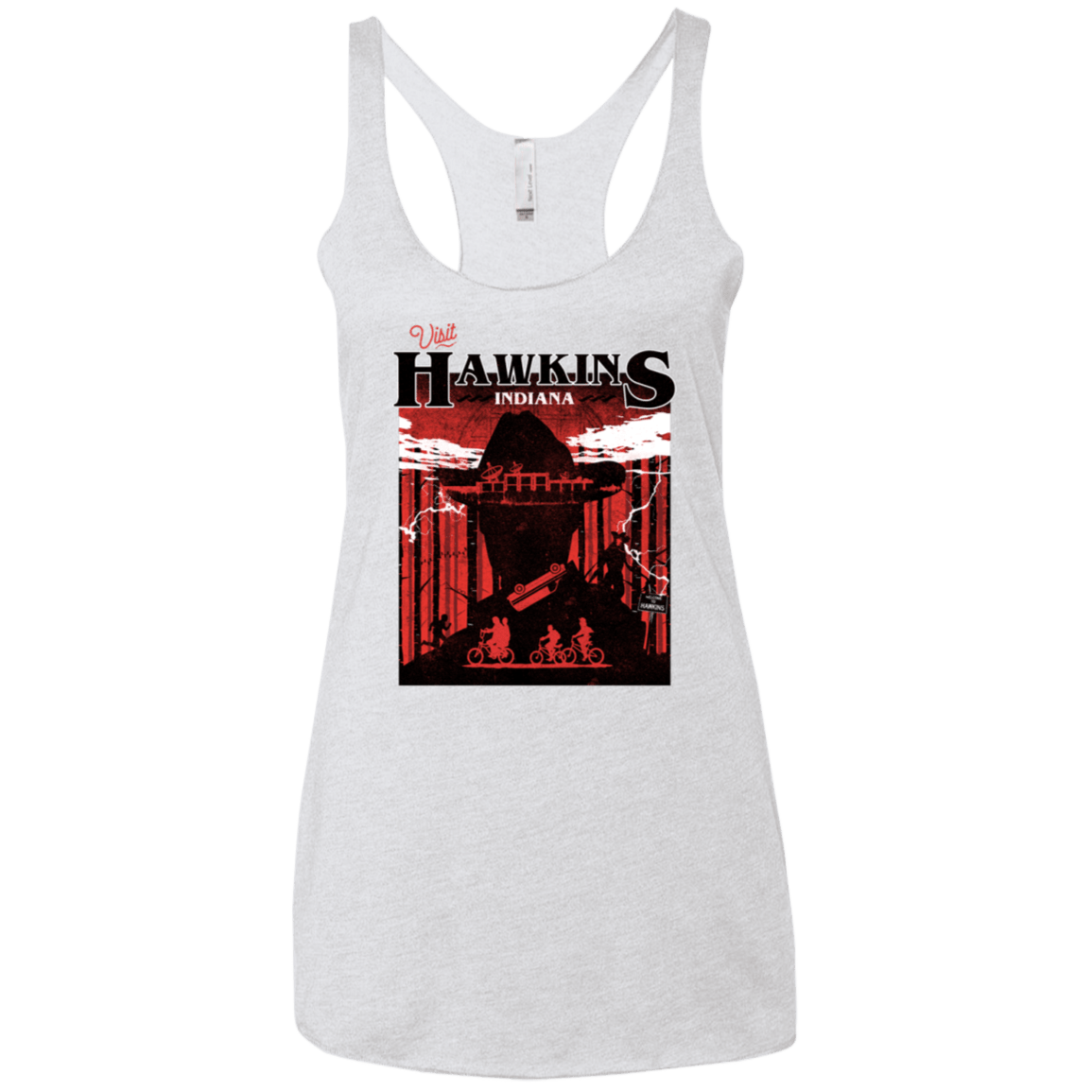 T-Shirts Heather White / X-Small Visit Hawkins Women's Triblend Racerback Tank