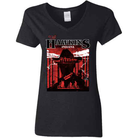 T-Shirts Black / S Visit Hawkins Women's V-Neck T-Shirt