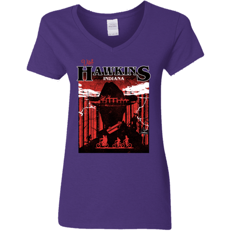 T-Shirts Purple / S Visit Hawkins Women's V-Neck T-Shirt