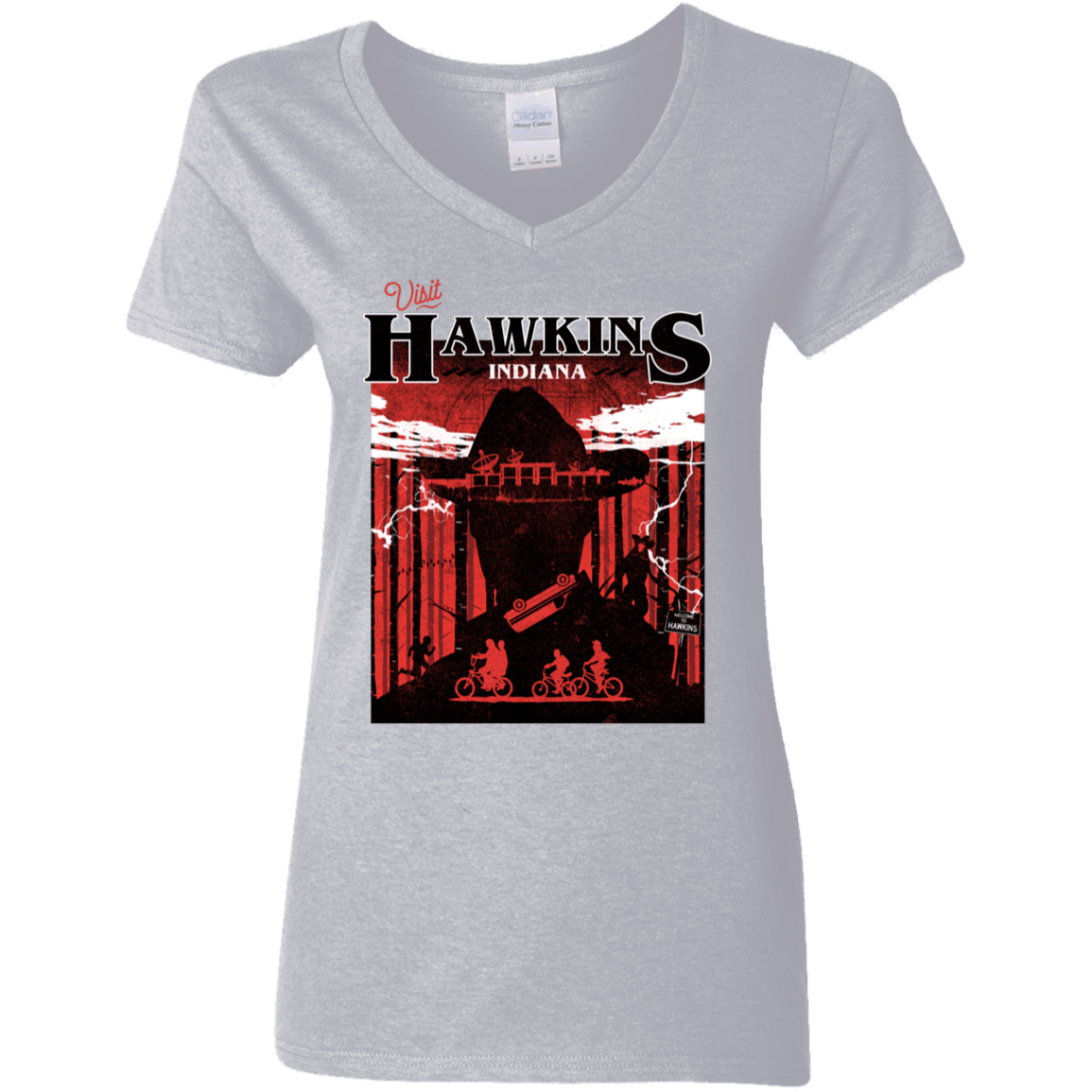 T-Shirts Sport Grey / S Visit Hawkins Women's V-Neck T-Shirt