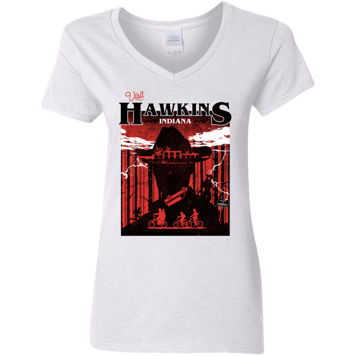 T-Shirts White / S Visit Hawkins Women's V-Neck T-Shirt