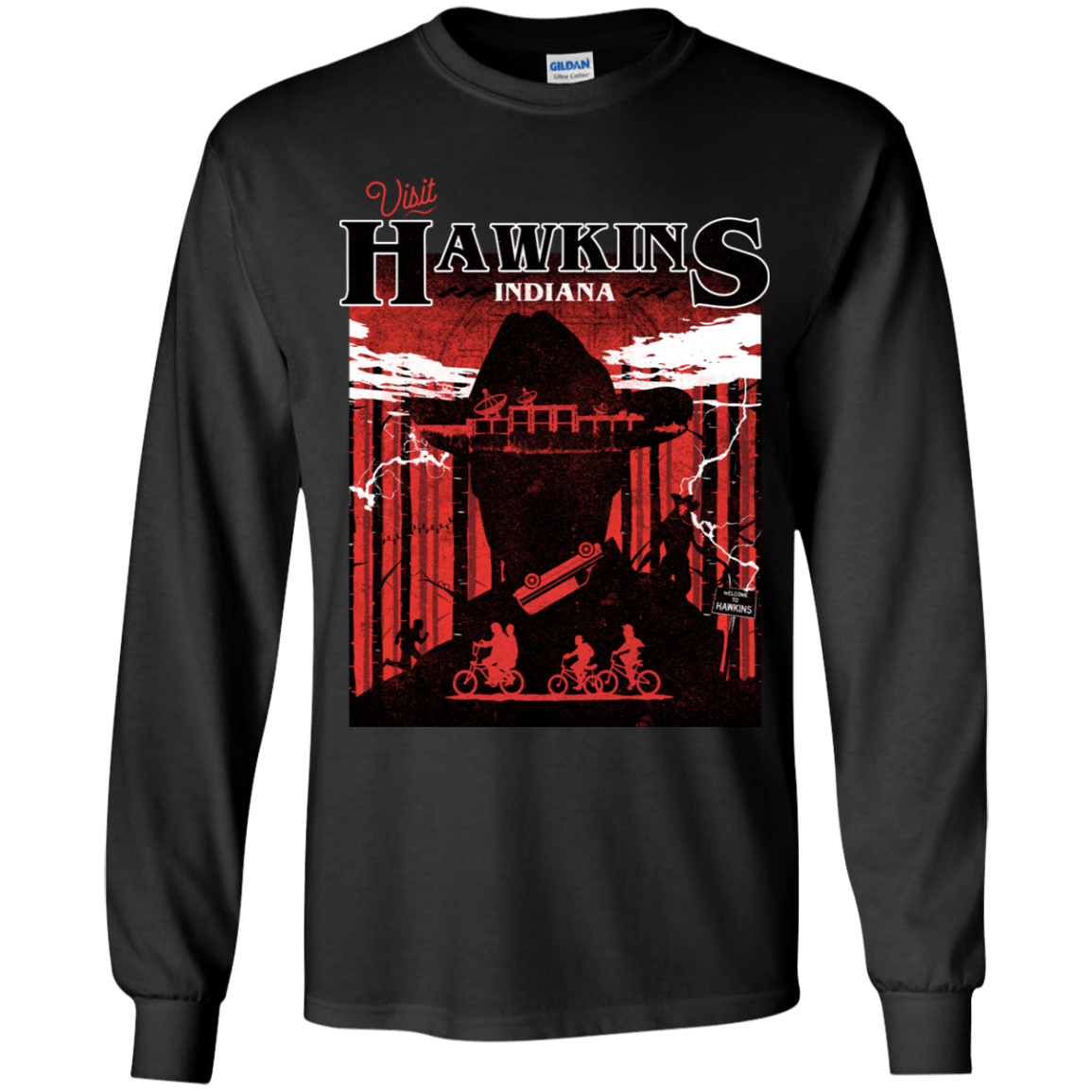 T-Shirts Black / YS Visit Hawkins Youth Long Sleeve T-Shirt