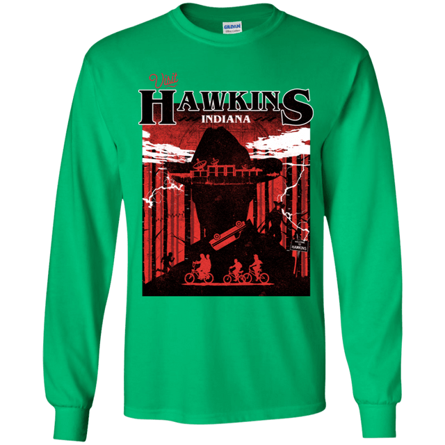 T-Shirts Irish Green / YS Visit Hawkins Youth Long Sleeve T-Shirt