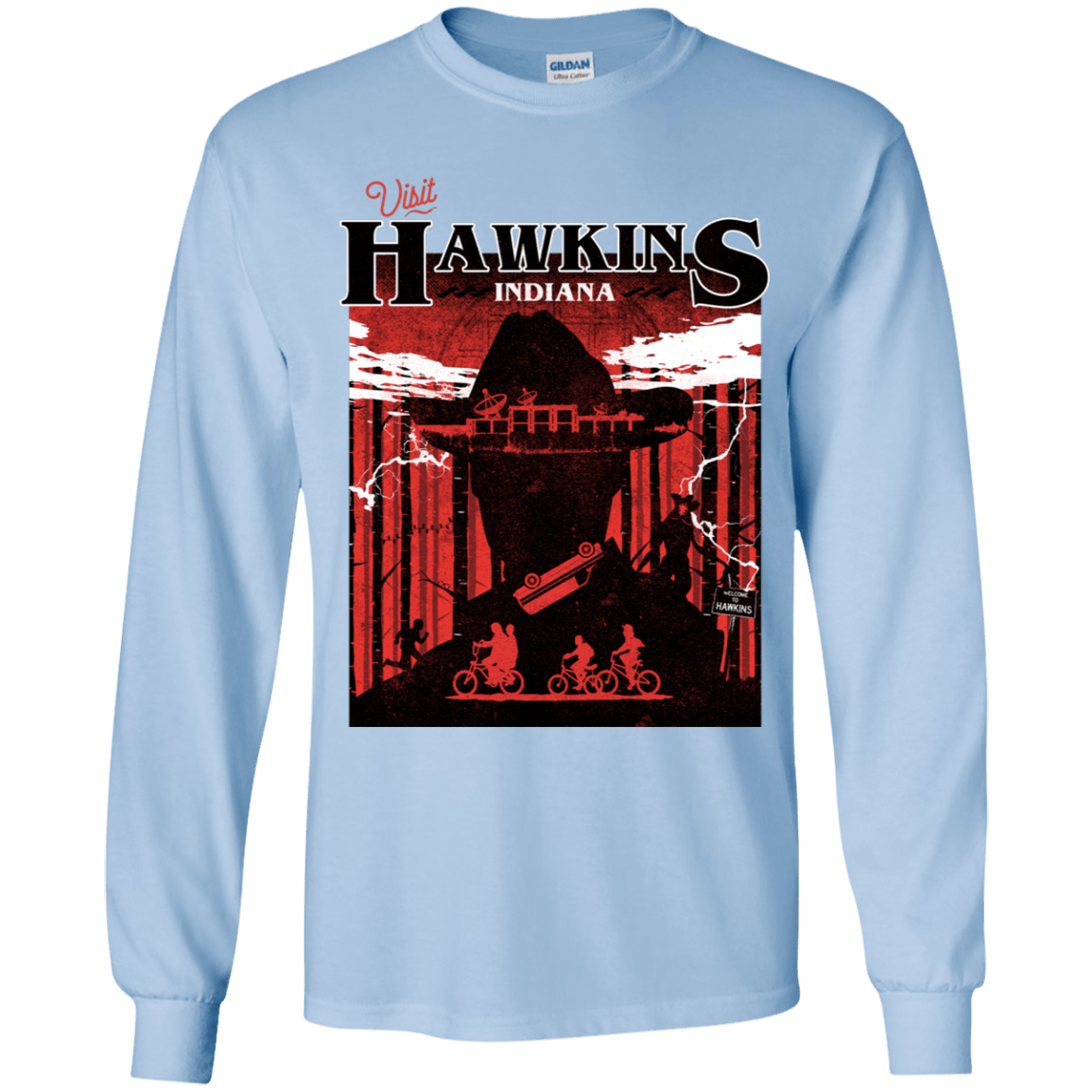 T-Shirts Light Blue / YS Visit Hawkins Youth Long Sleeve T-Shirt