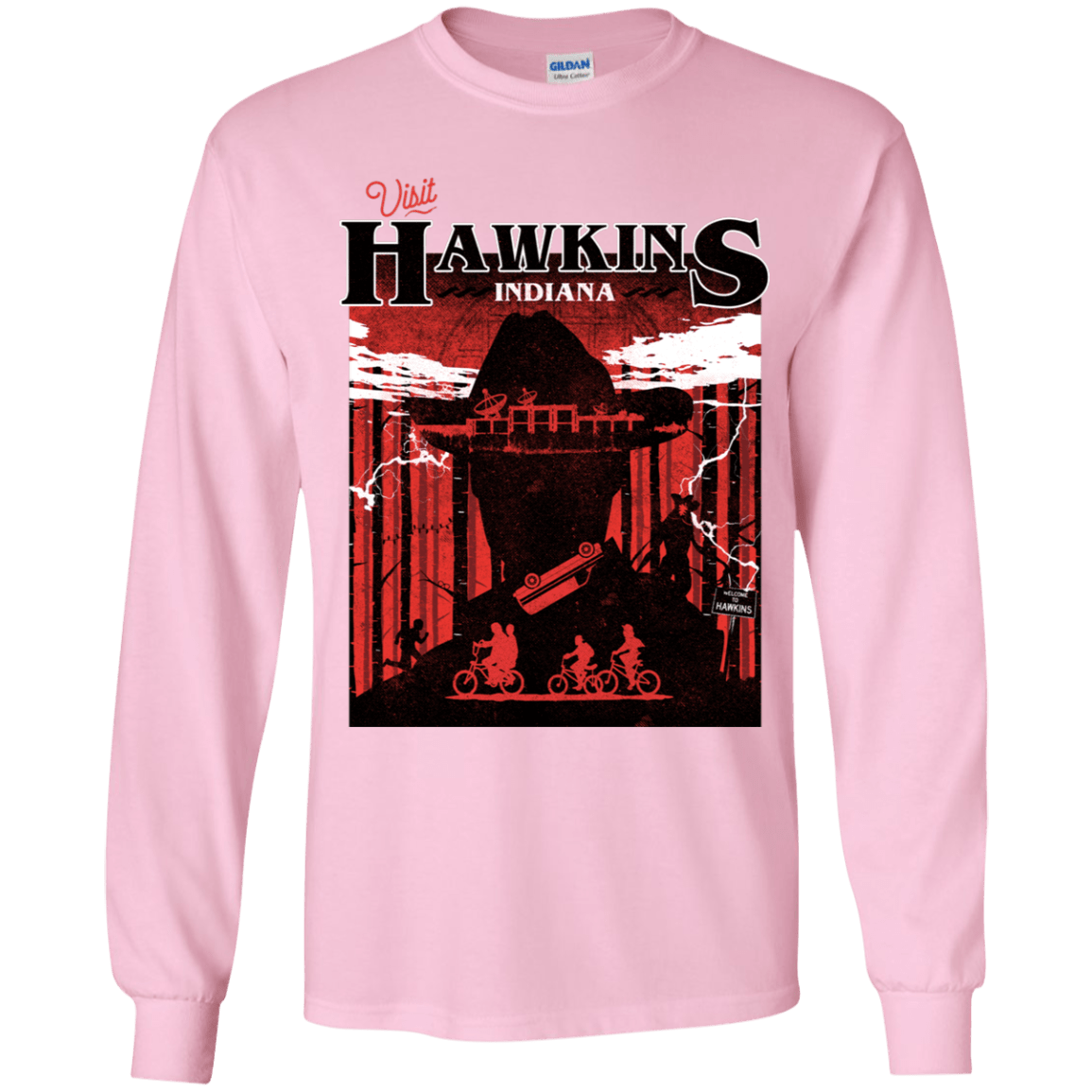 T-Shirts Light Pink / YS Visit Hawkins Youth Long Sleeve T-Shirt
