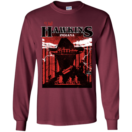 T-Shirts Maroon / YS Visit Hawkins Youth Long Sleeve T-Shirt