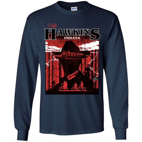 T-Shirts Navy / YS Visit Hawkins Youth Long Sleeve T-Shirt