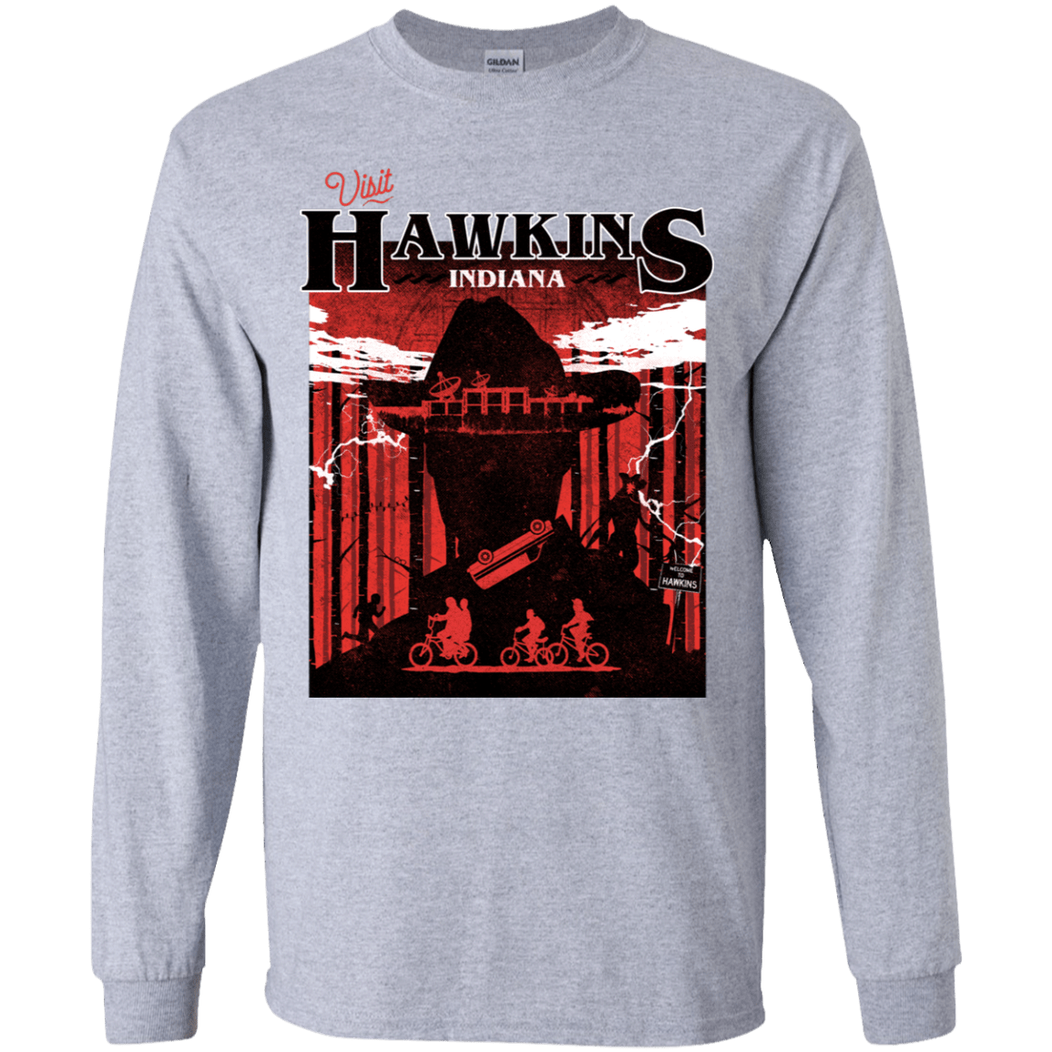 T-Shirts Sport Grey / YS Visit Hawkins Youth Long Sleeve T-Shirt