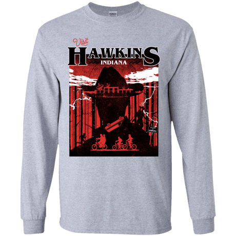 T-Shirts Sport Grey / YS Visit Hawkins Youth Long Sleeve T-Shirt