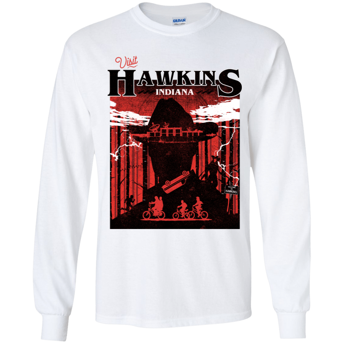 T-Shirts White / YS Visit Hawkins Youth Long Sleeve T-Shirt