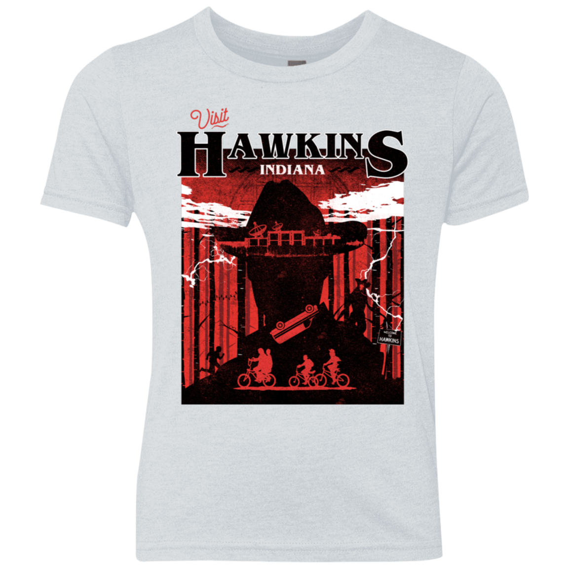 T-Shirts Heather White / YXS Visit Hawkins Youth Triblend T-Shirt