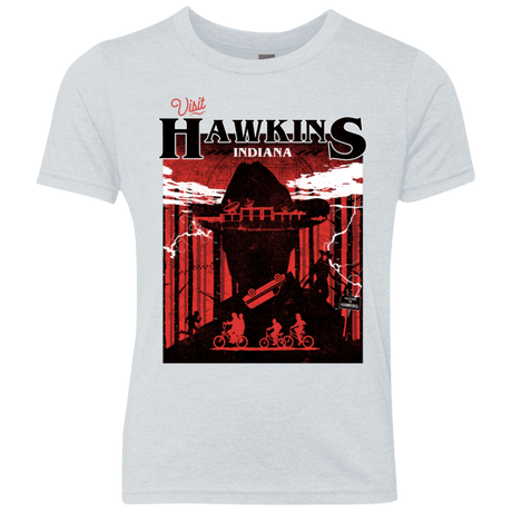 T-Shirts Heather White / YXS Visit Hawkins Youth Triblend T-Shirt