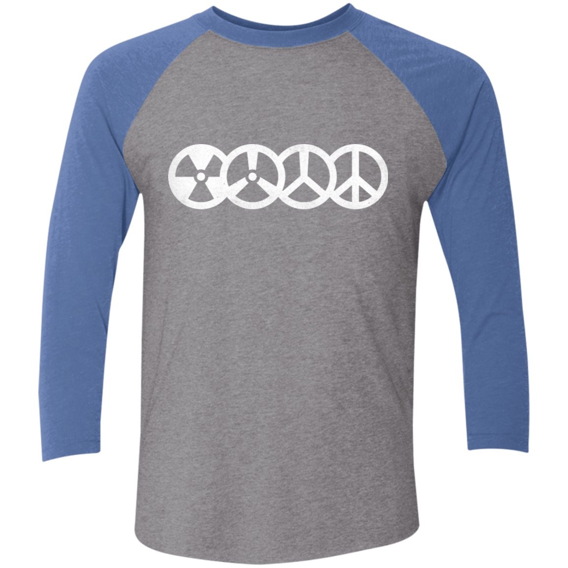 T-Shirts Premium Heather/Vintage Royal / X-Small War and Peace Men's Triblend 3/4 Sleeve