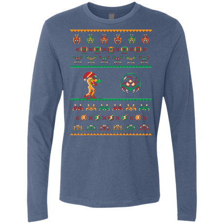 T-Shirts Indigo / Small We Wish You A Metroid Christmas Men's Premium Long Sleeve