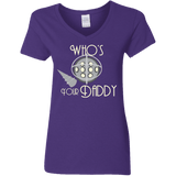 T-Shirts Purple / S Who's Your Daddy Women's V-Neck T-Shirt