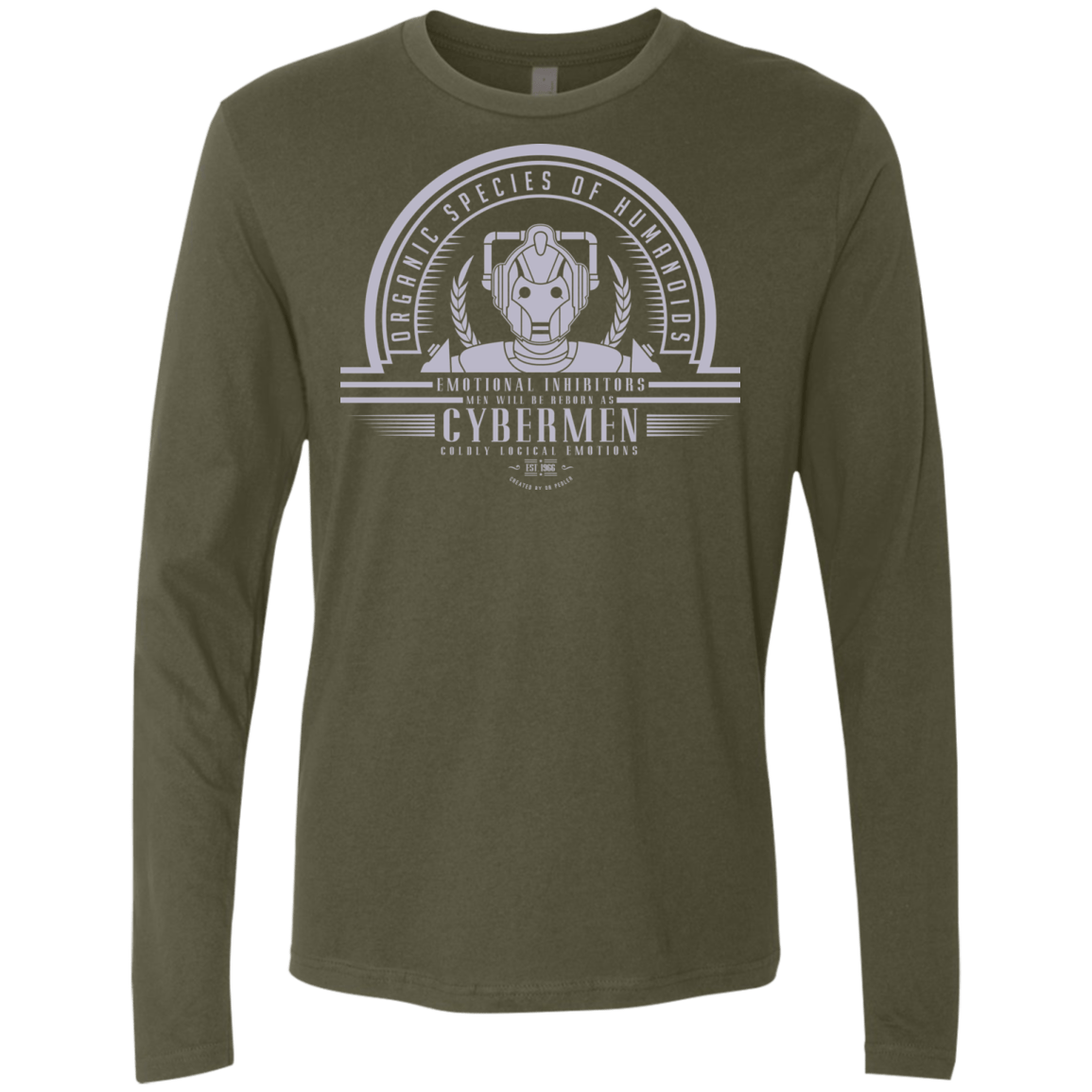 T-Shirts Military Green / Small Who Villains Cybermen Men's Premium Long Sleeve