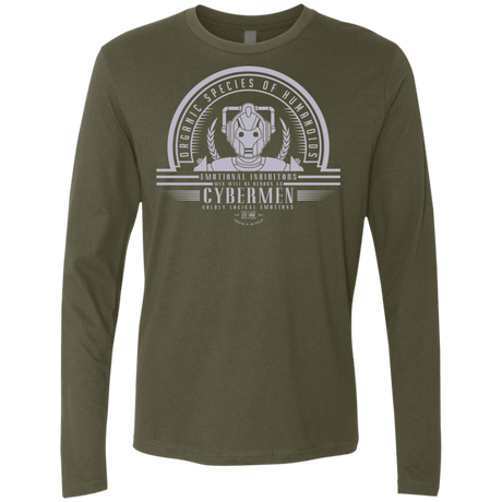 T-Shirts Military Green / Small Who Villains Cybermen Men's Premium Long Sleeve