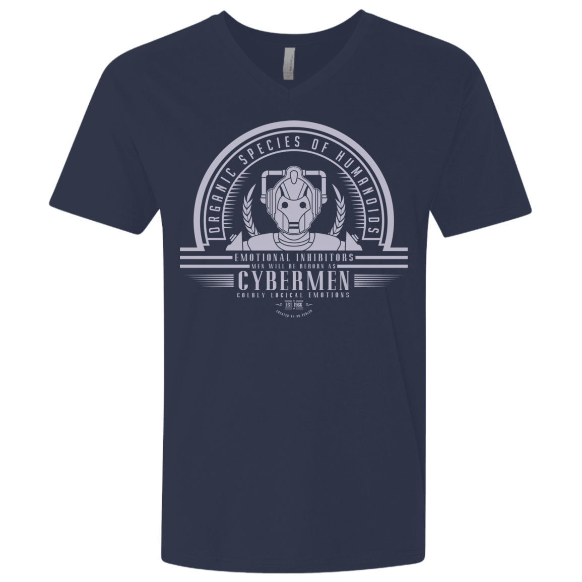 T-Shirts Midnight Navy / X-Small Who Villains Cybermen Men's Premium V-Neck