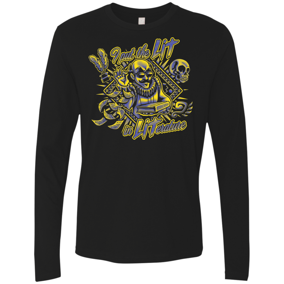 T-Shirts Black / S William Shakespeare Lit in Literature Men's Premium Long Sleeve