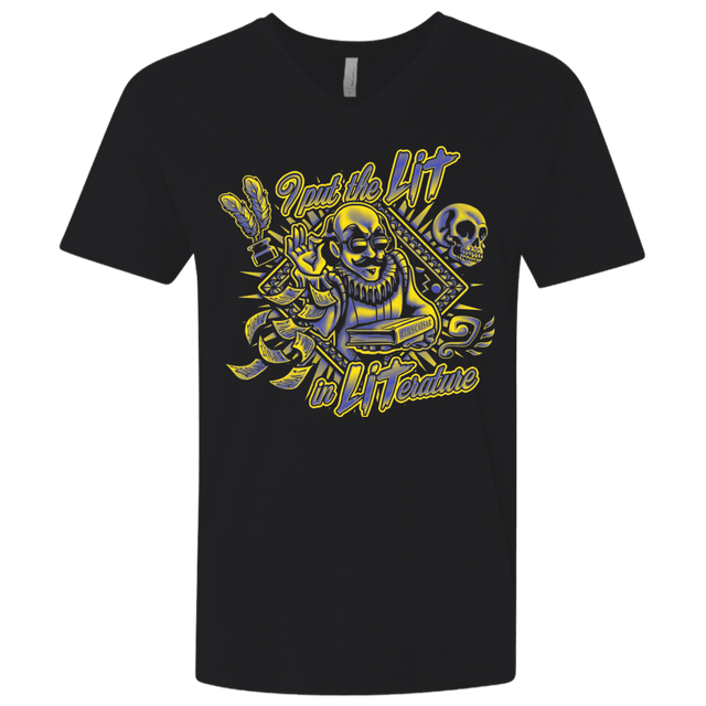 T-Shirts Black / X-Small William Shakespeare Lit in Literature Men's Premium V-Neck