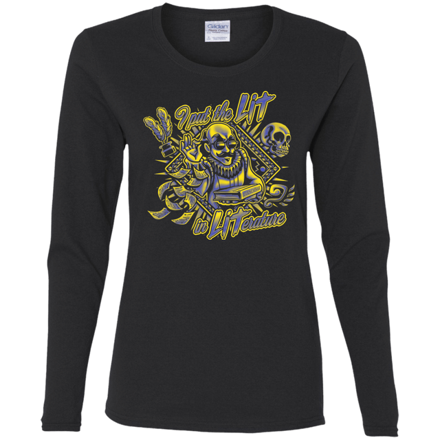 T-Shirts Black / S William Shakespeare Lit in Literature Women's Long Sleeve T-Shirt