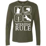 T-Shirts Military Green / Small Wizards Rule Men's Premium Long Sleeve