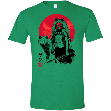 T-Shirts Heather Irish Green / S Wolf Girl sumi-e Men's Semi-Fitted Softstyle
