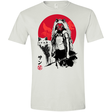 T-Shirts White / X-Small Wolf Girl sumi-e Men's Semi-Fitted Softstyle