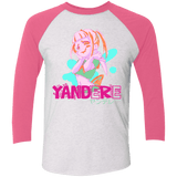 T-Shirts Heather White/Vintage Pink / X-Small Yandere Triblend 3/4 Sleeve