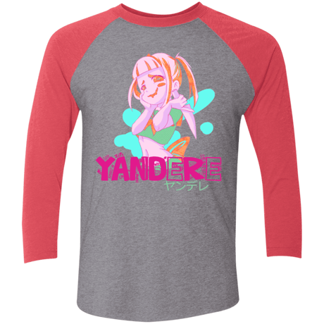 T-Shirts Premium Heather/ Vintage Red / X-Small Yandere Triblend 3/4 Sleeve