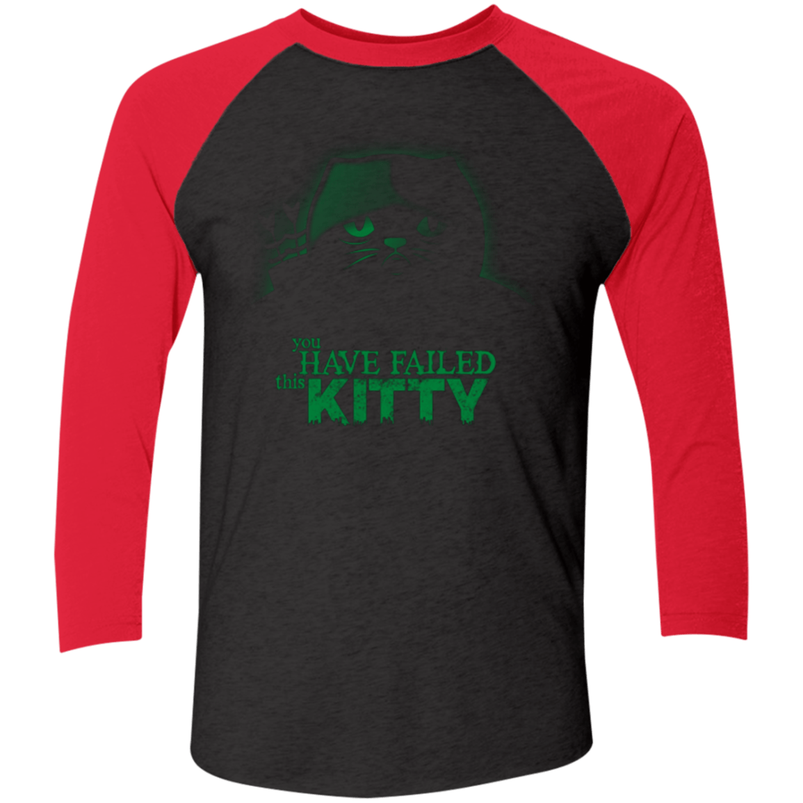 T-Shirts Vintage Black/Vintage Red / X-Small You Have Failed Kitty Men's Triblend 3/4 Sleeve