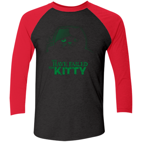 T-Shirts Vintage Black/Vintage Red / X-Small You Have Failed Kitty Men's Triblend 3/4 Sleeve