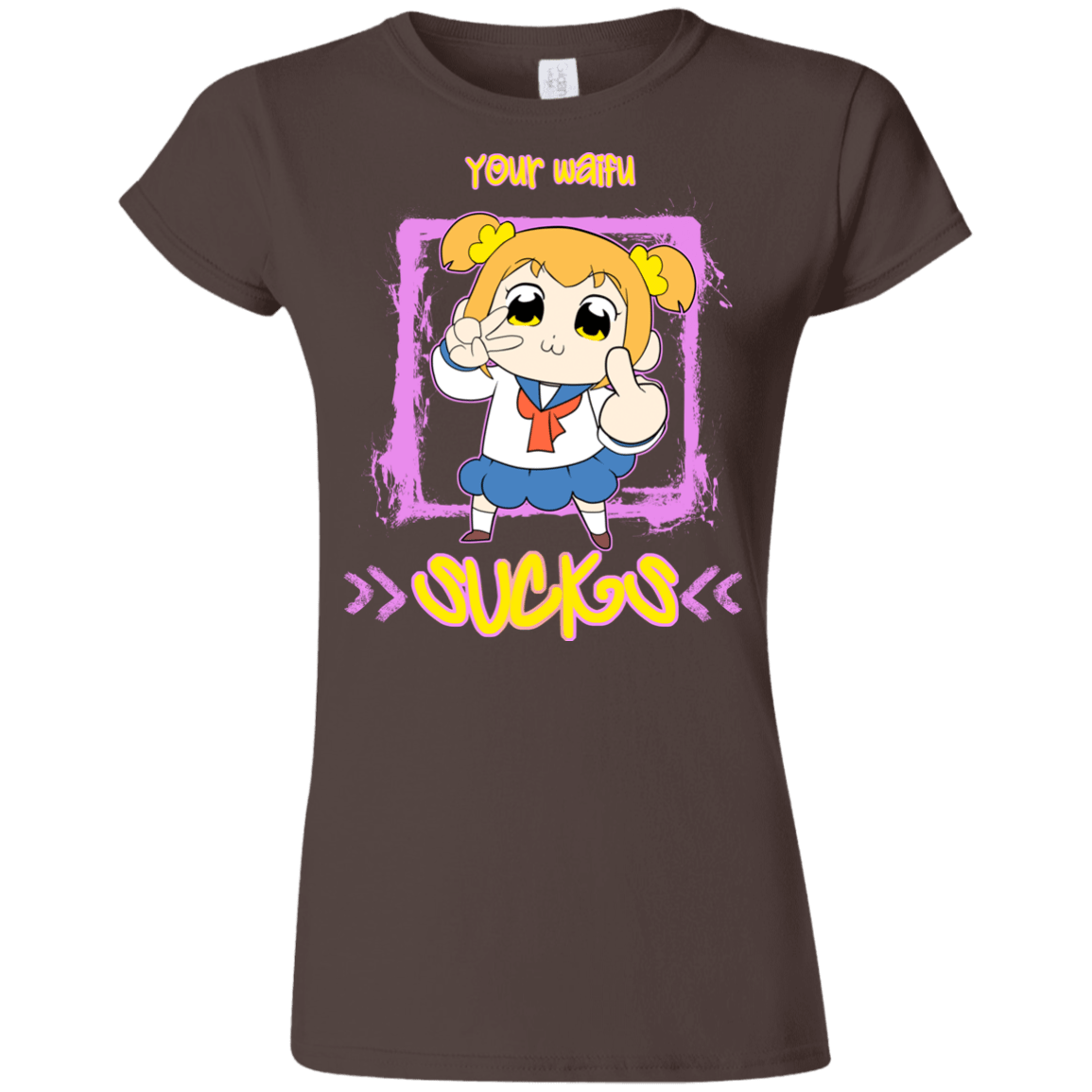 T-Shirts Dark Chocolate / S Your Waifu Junior Slimmer-Fit T-Shirt