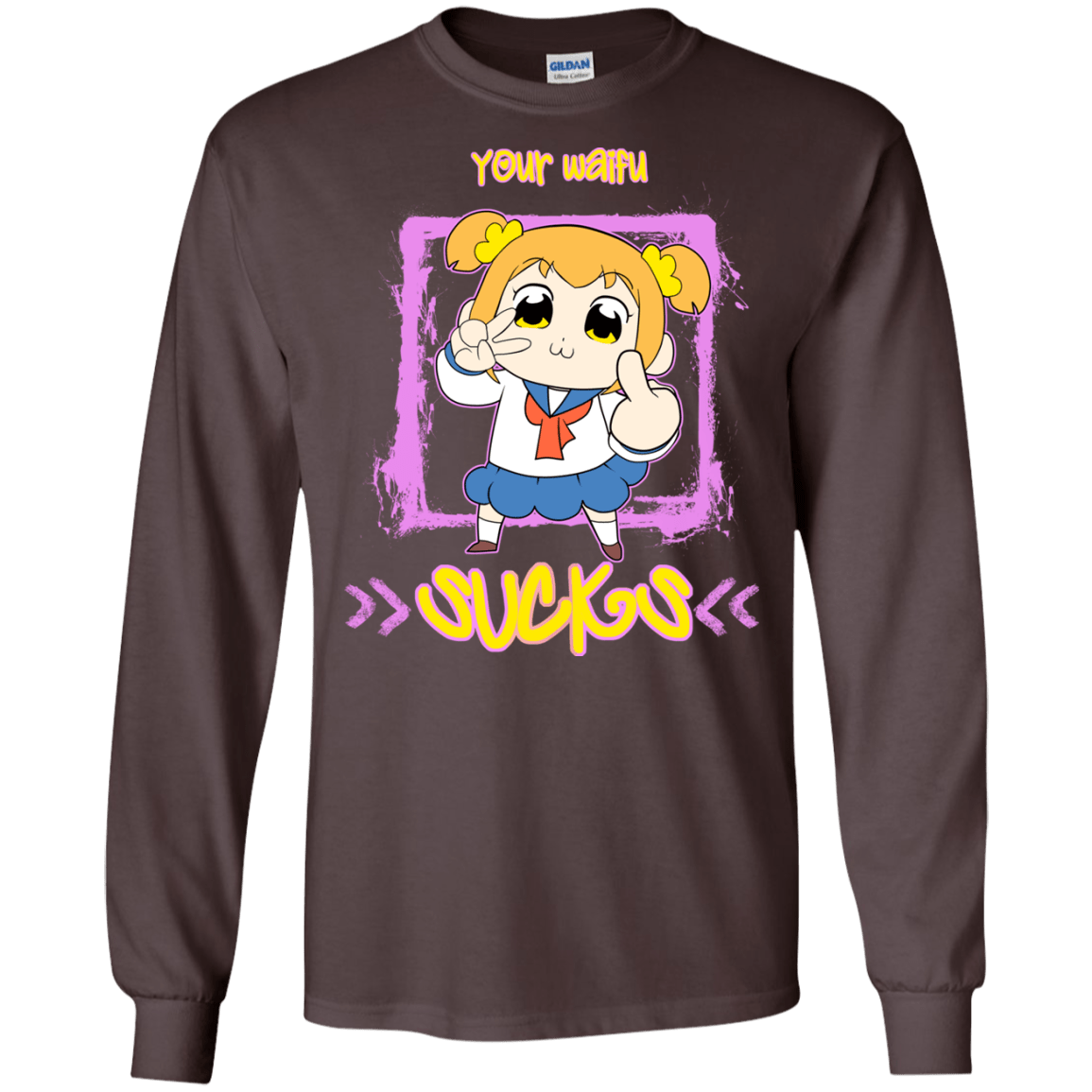 T-Shirts Dark Chocolate / S Your Waifu Men's Long Sleeve T-Shirt