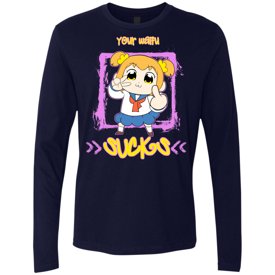 T-Shirts Midnight Navy / S Your Waifu Men's Premium Long Sleeve