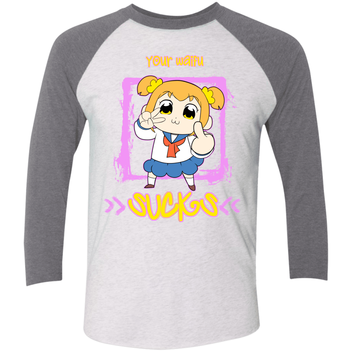 T-Shirts Heather White/Premium Heather / X-Small Your Waifu Men's Triblend 3/4 Sleeve