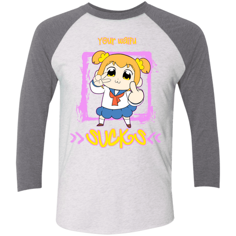 T-Shirts Heather White/Premium Heather / X-Small Your Waifu Men's Triblend 3/4 Sleeve