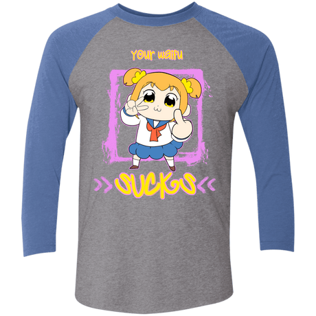 T-Shirts Premium Heather/Vintage Royal / X-Small Your Waifu Men's Triblend 3/4 Sleeve