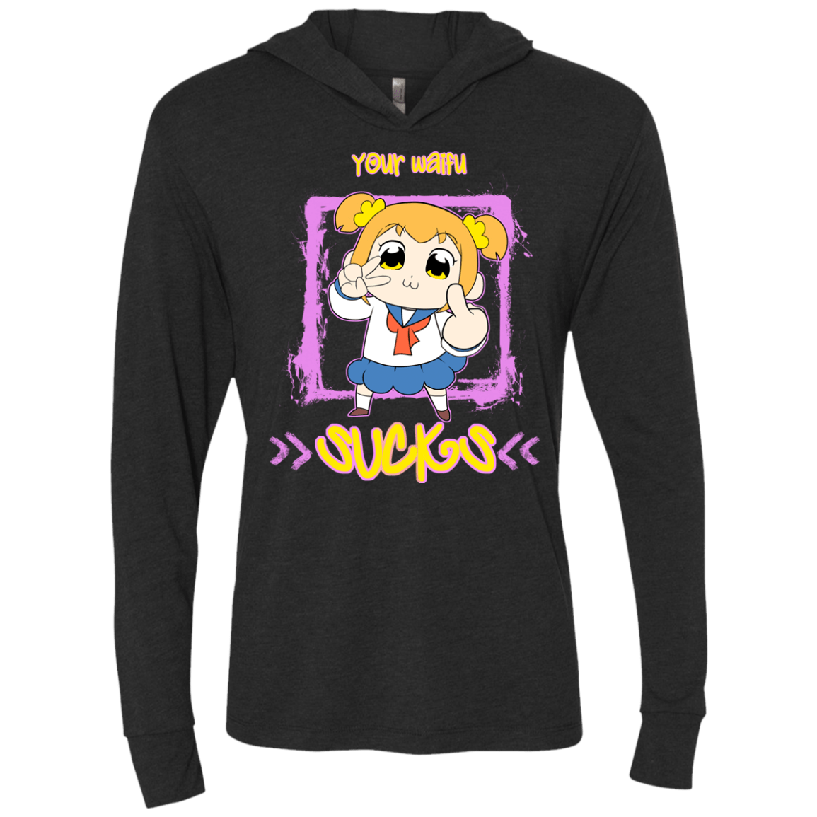 T-Shirts Vintage Black / X-Small Your Waifu Triblend Long Sleeve Hoodie Tee