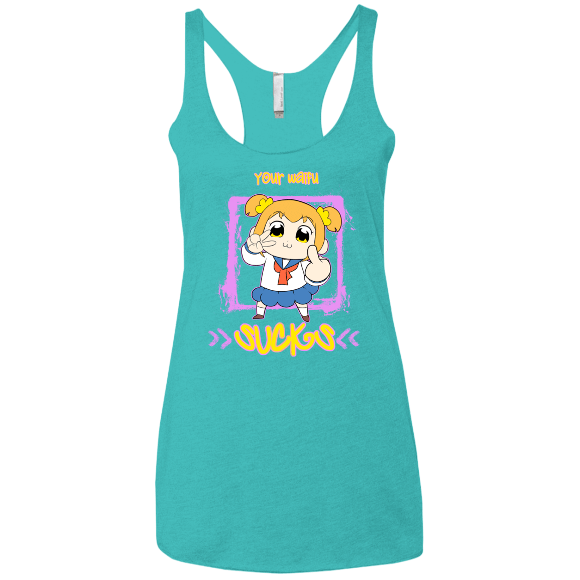 T-Shirts Tahiti Blue / X-Small Your Waifu Women's Triblend Racerback Tank