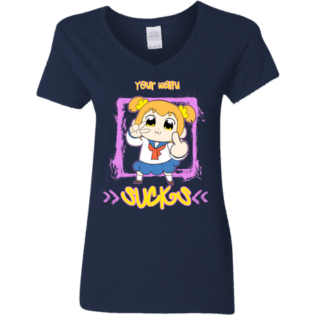 T-Shirts Navy / S Your Waifu Women's V-Neck T-Shirt