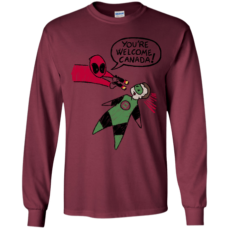 T-Shirts Maroon / YS Youre Welcome Canada Youth Long Sleeve T-Shirt