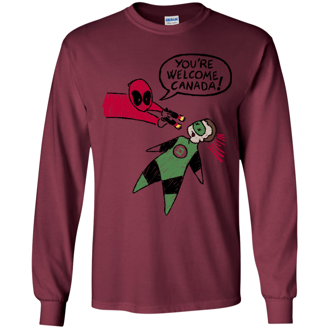 T-Shirts Maroon / YS Youre Welcome Canada Youth Long Sleeve T-Shirt