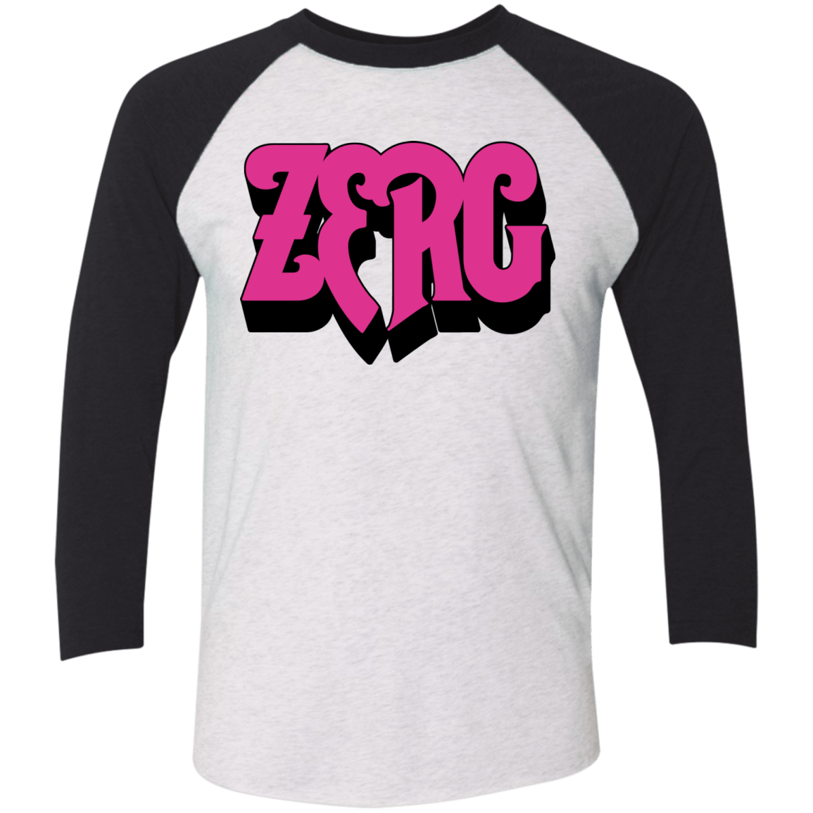 T-Shirts Heather White/Vintage Black / X-Small Zerg Rush Men's Triblend 3/4 Sleeve