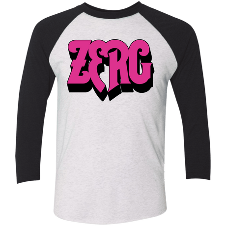 T-Shirts Heather White/Vintage Black / X-Small Zerg Rush Men's Triblend 3/4 Sleeve