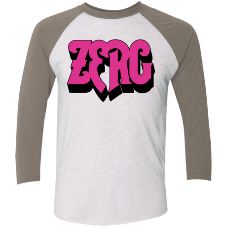 T-Shirts Heather White/Vintage Grey / X-Small Zerg Rush Men's Triblend 3/4 Sleeve