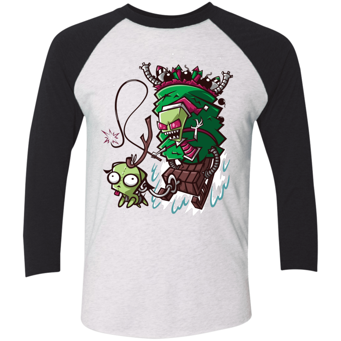 T-Shirts Heather White/Vintage Black / X-Small Zim Stole Christmas Triblend 3/4 Sleeve