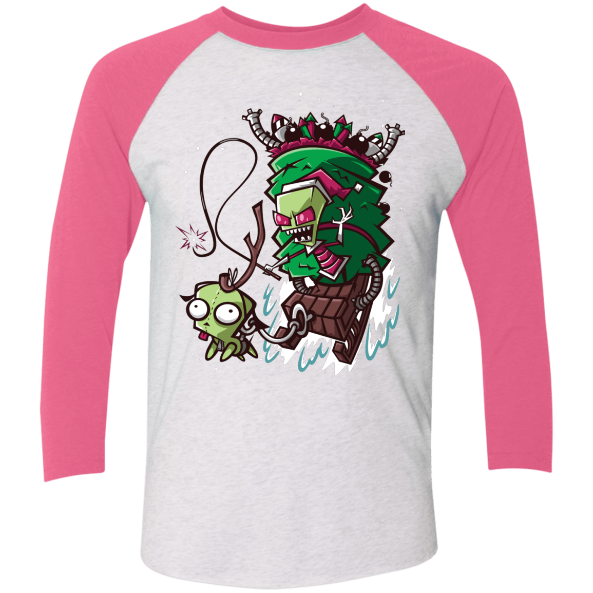 T-Shirts Heather White/Vintage Pink / X-Small Zim Stole Christmas Triblend 3/4 Sleeve