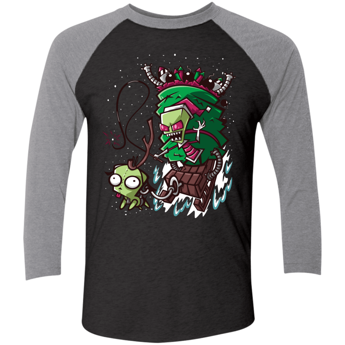 T-Shirts Vintage Black/Premium Heather / X-Small Zim Stole Christmas Triblend 3/4 Sleeve